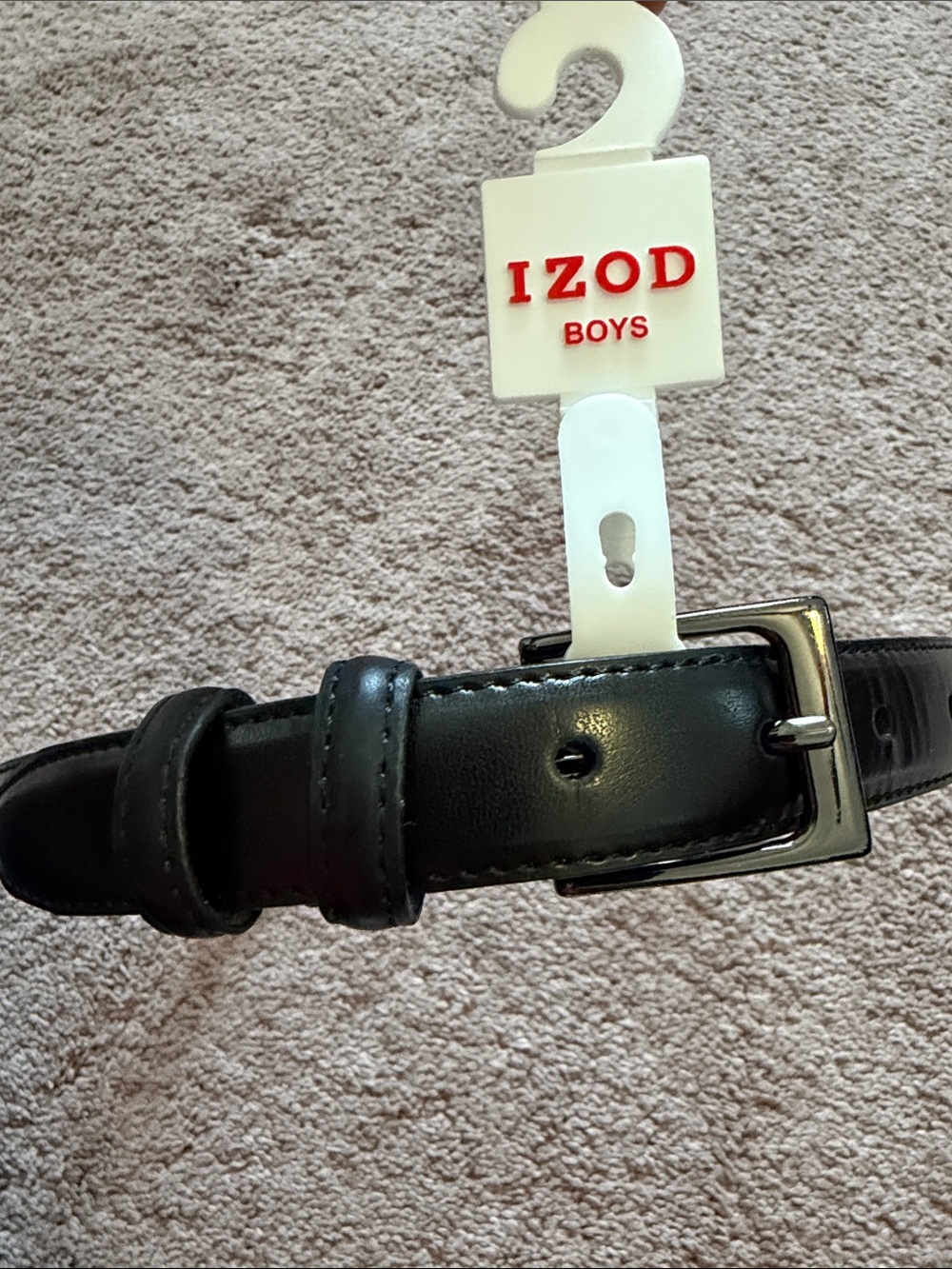 Izod Boys Black Stretch Leather Belt with Dark Metal Buckle - size M